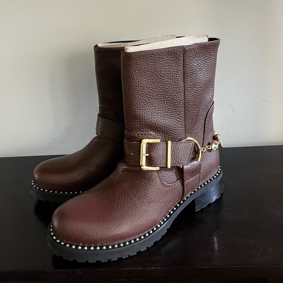Sophia Webster BLAKE BIKER BOOT Chocolate & Crystal Harness - Picture 13 of 16